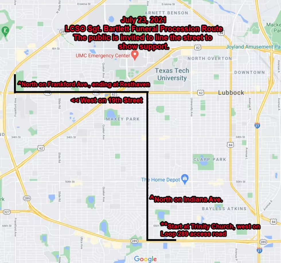 Sgt. Bartlett Funeral Procession Route (Lubbock PD)